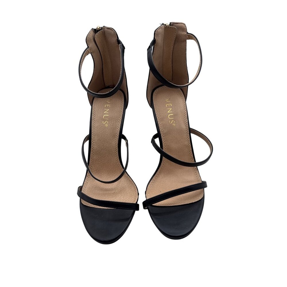 Venus Size 7.5 Strappy High-Heel Sandals Back Zipper Closure By Venus
